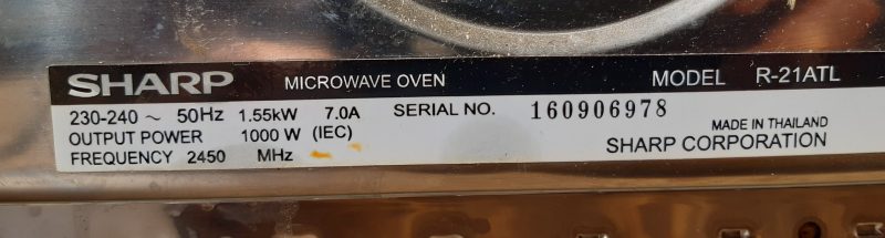 Microwave Sharp Semi Commercial 1000W MWS1000 R-21ATL